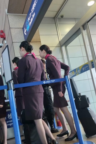 手机4k视频上航空乘高级灰色丝高跟制服气质赞